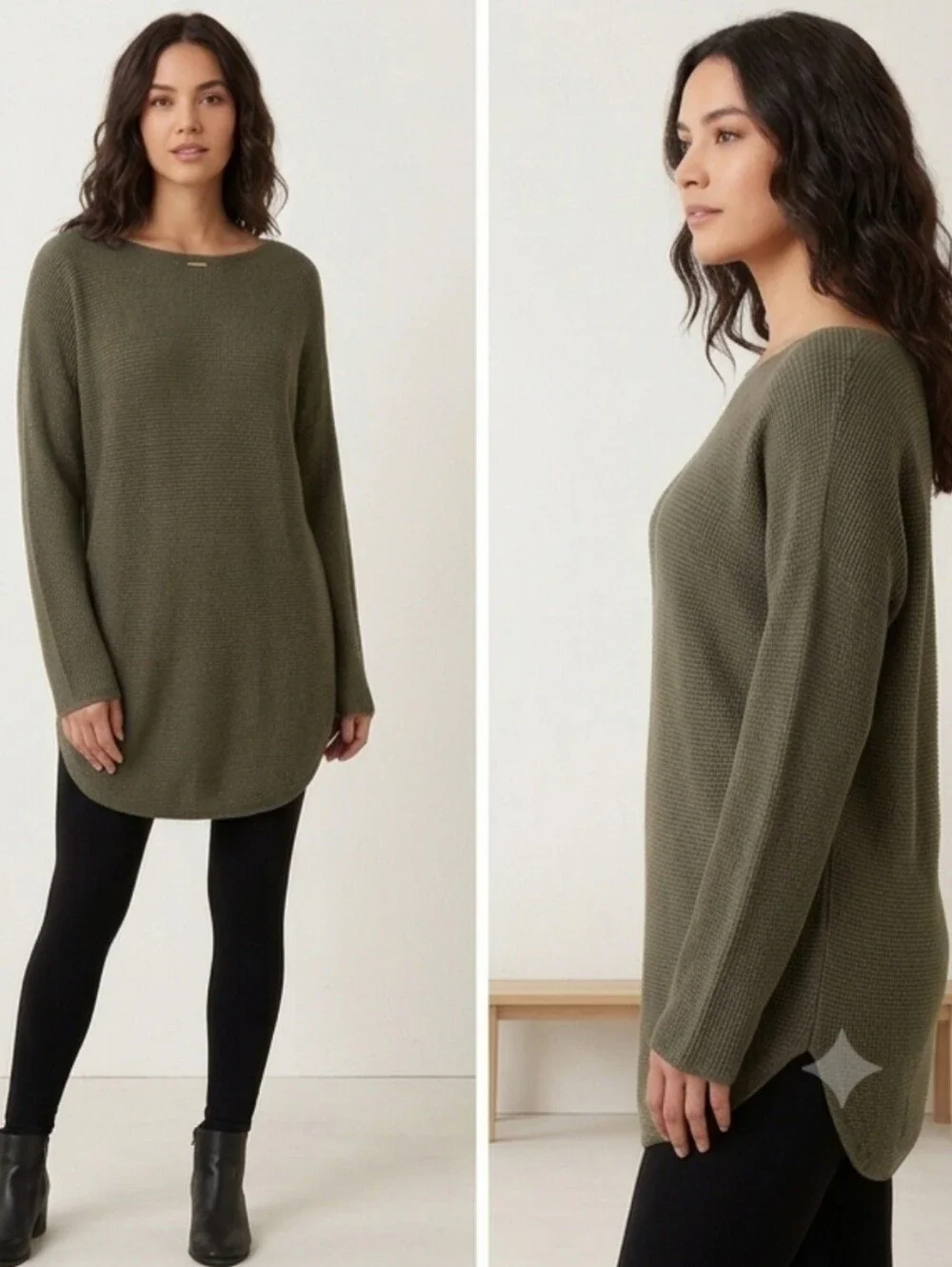 Michael Kors Women’s Waffle Olive Knit Tunic Sweater Medium/Large